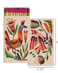 The HomArt Matches make an ideal hostess gift, offering safety matches in a 2.25 x 4.25-inch matchbox adorned with colorful abstract birds, leaves, and flowers.