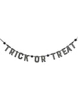 The My Mind's Eye Bunting Banner features black "Trick or Treat" letters hanging individually for a festive Halloween display, perfect for adding spooky style to your celebration.