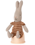 Maileg Micro Potty with a brown-knit stuffed bunny, set against a clean white background, by Maileg.