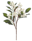 Faux cream berry pick with green leaves, 15″, by Faire—subtle neutral accent for arrangements from Bungalow.