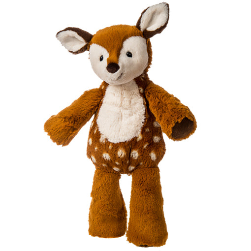 The Stuffed Animals plush toy by Mary Meyer Corp is a soft, brown deer with white spots, big ears, and a friendly face—an adorable snuggle companion that stands upright among your favorite stuffed animals.