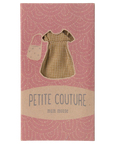 Yellow check Maileg dress and cheese purse for Mum Mouse, displayed in a pink box.