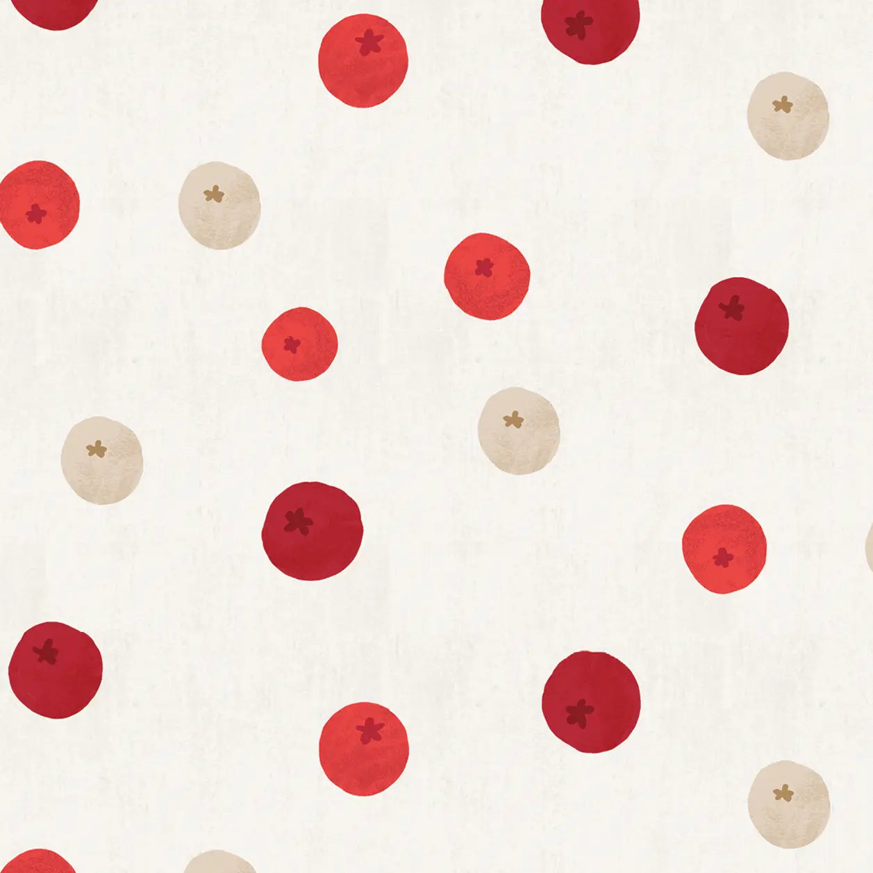 Faire’s Boston Guest Napkins feature red and beige watercolor polka dots, some with X or star shapes, on a light textured background. Dimensions: 8.3 x 4.5 x 1 in (21 x 11.4 x 2.5 cm).