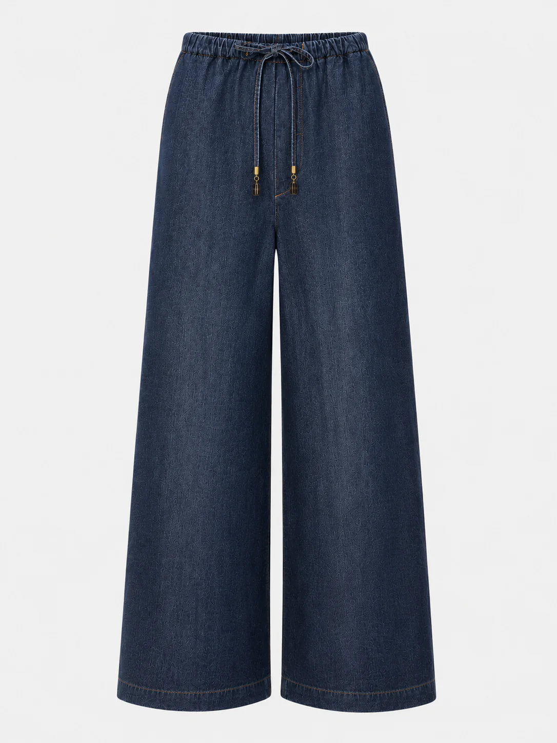 Wide-leg dark blue denim pants with drawstring waist, FRAME Offshore Pant at Bungalow Furniture &amp; Accessories.