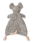 The Mary Meyer Corp Stuffed Animals plush mouse features soft gray fabric, large round ears, a small tail, and beige feet—making it an ideal snuggle companion for stuffed animal lovers. Shown lying flat on a white background.
