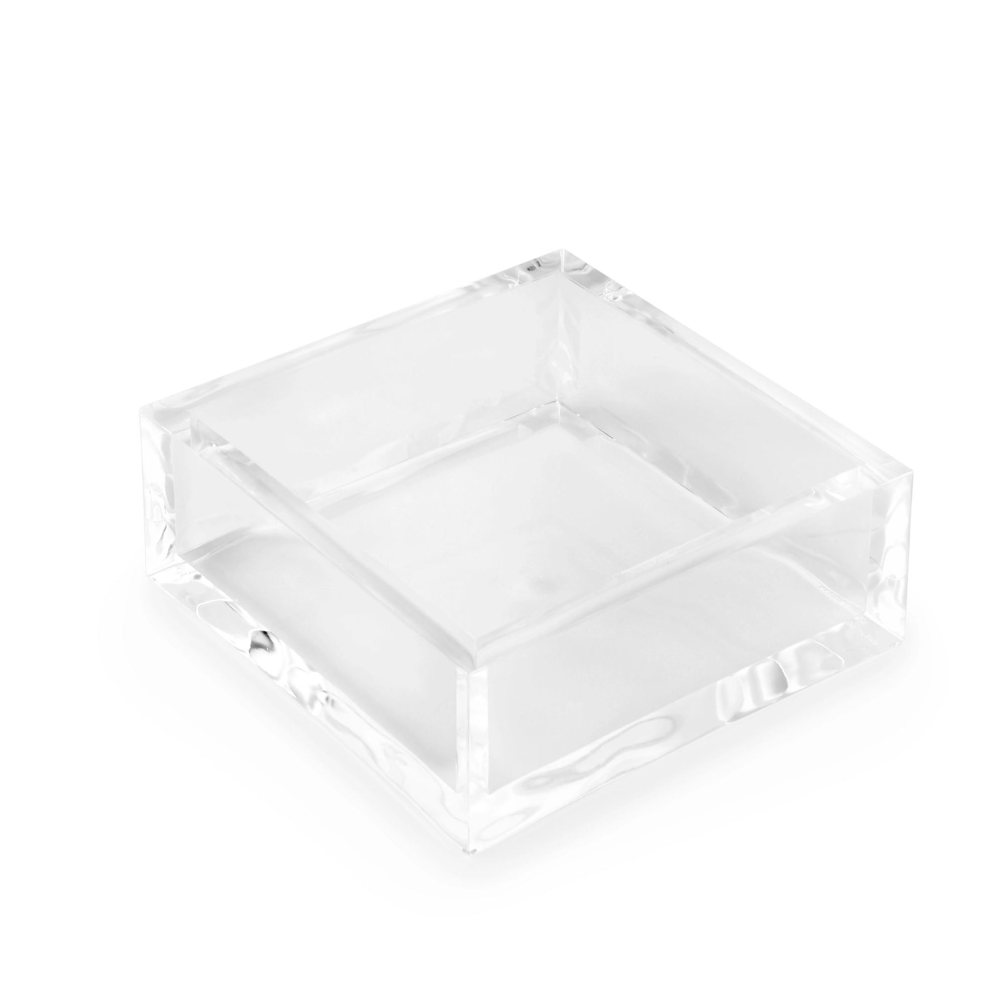 The Faire Cocktail Deluxe Napkin Holder is a clear, square acrylic tray with short sides and a glossy finish, shown on a white background.