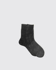 A pair of luxurious black silk Maria La Rosa Flash Socks, featuring a textured pattern and subtle metallic finish, laid flat on a light gray background. Made in Italy for the discerning wearer.