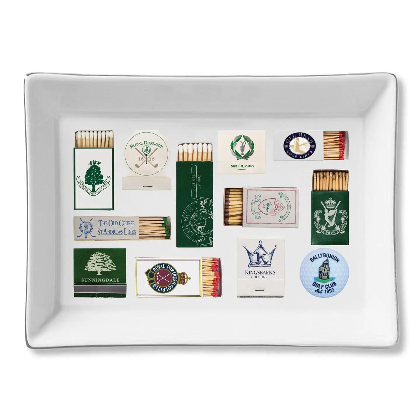 Ceramic tray in Matches Golf Int’l colors by Faire, ideal for organizing small items, Bungalow Furniture & Accessories.