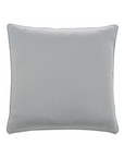 The Hig Striped Pillow by Eastern Accents is a square, grey cushion with a smooth, plain fabric and subtle piping along the edges. The feather down insert ensures it is soft and well-cushioned, making it suitable for use on a couch or bed. The white background highlights the pillow's simple and elegant design.