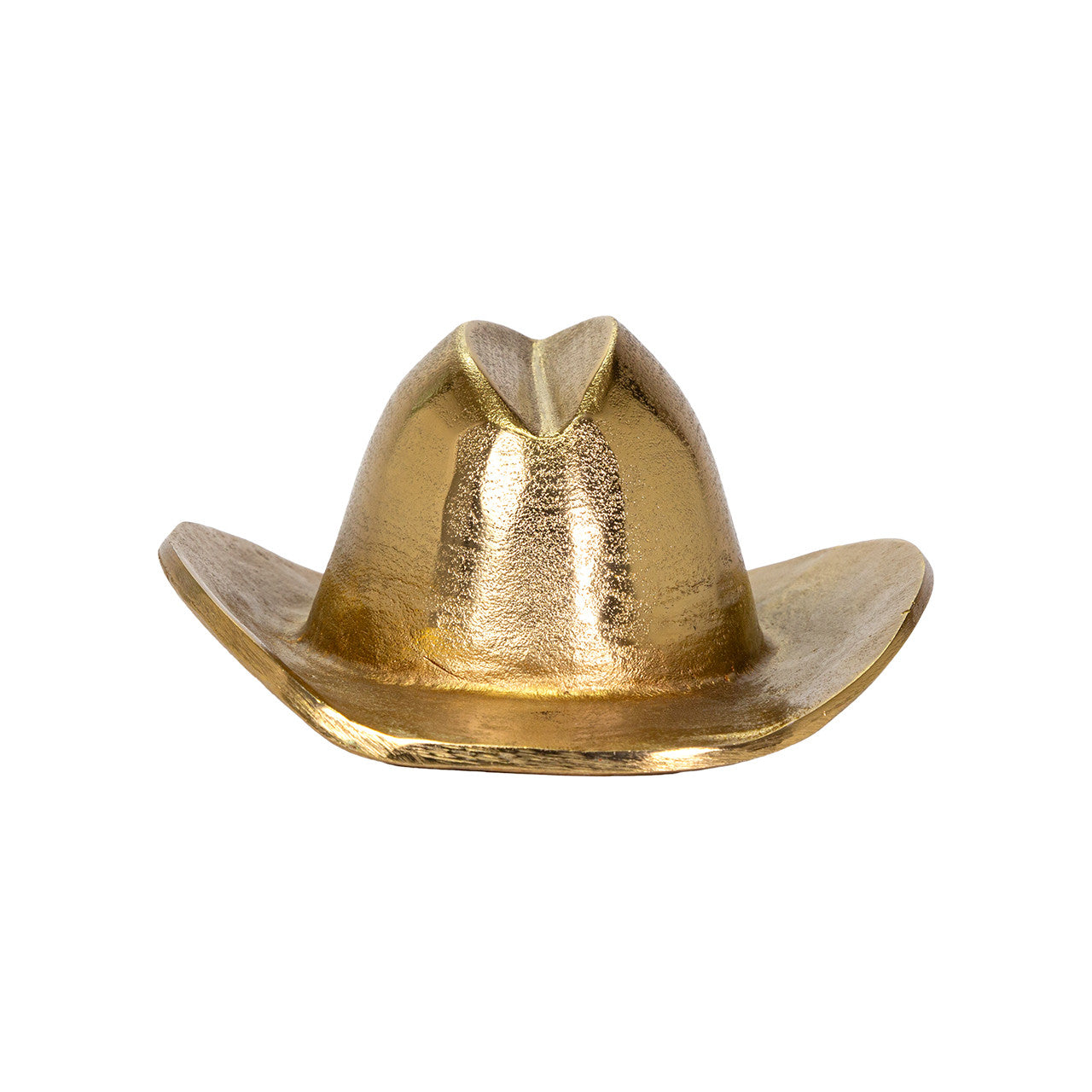 The Import Collection's 44-230 Westin Hat is a metallic gold, wide-brimmed cowboy hat sculpture with a textured finish, shown against a white background.