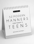 The Faire 52 Modern Manners calendar features black text on a white background, ideal for tracking key dates while teaching teens important manners and social skills.