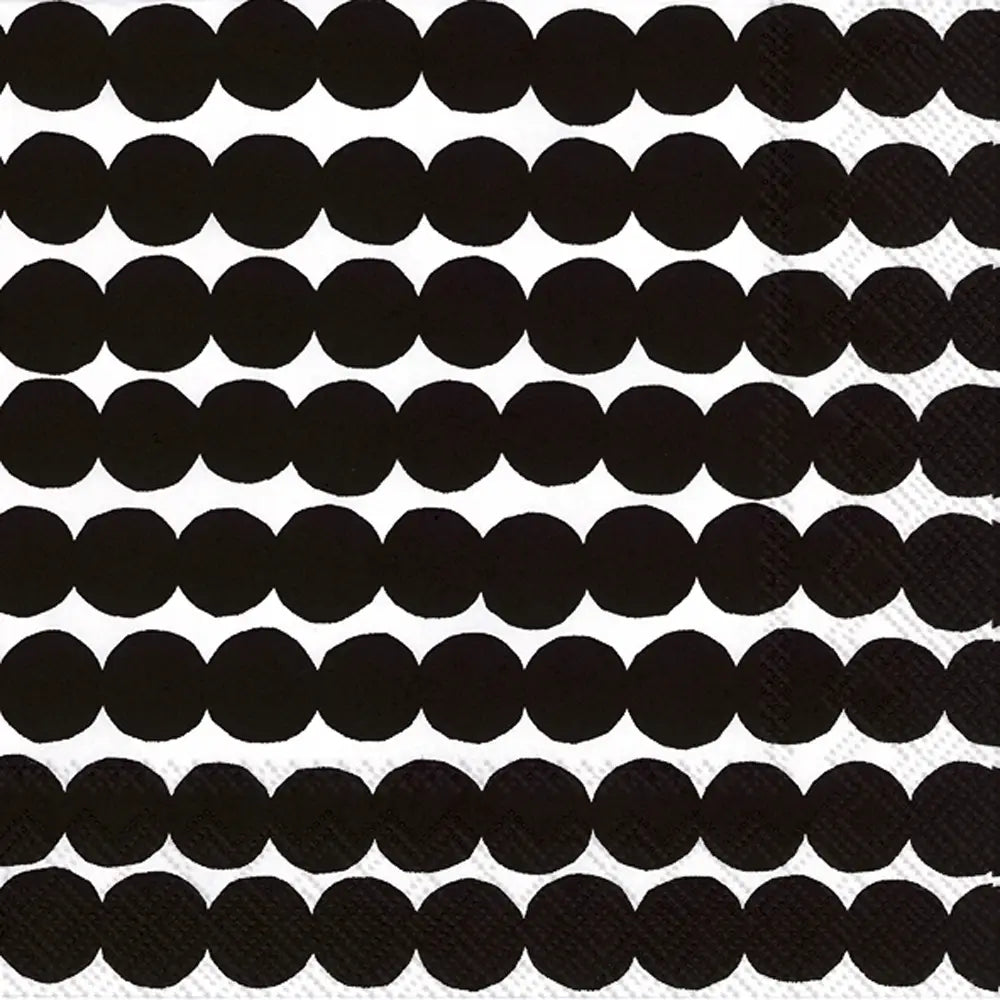 The Boston Cocktail Napkins by Faire feature rows of evenly spaced solid black dots on a white background—a chic, geometric pattern perfect for stylish gatherings or as an elegant napkin assortment.