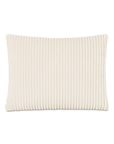 The Bishop Corduroy 20x27 by Eastern Accents is a rectangular beige pillow showcasing a plush velvet corduroy texture with vertical ridges. It features an invisible zipper closure and is displayed against a plain white background.