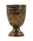 The Zentique Distressed Bronze Vase features a wide rim, rounded body, and narrow stem on a small circular base. Its opening is ideal for display. Shown against a white background. Product dimensions available upon request.