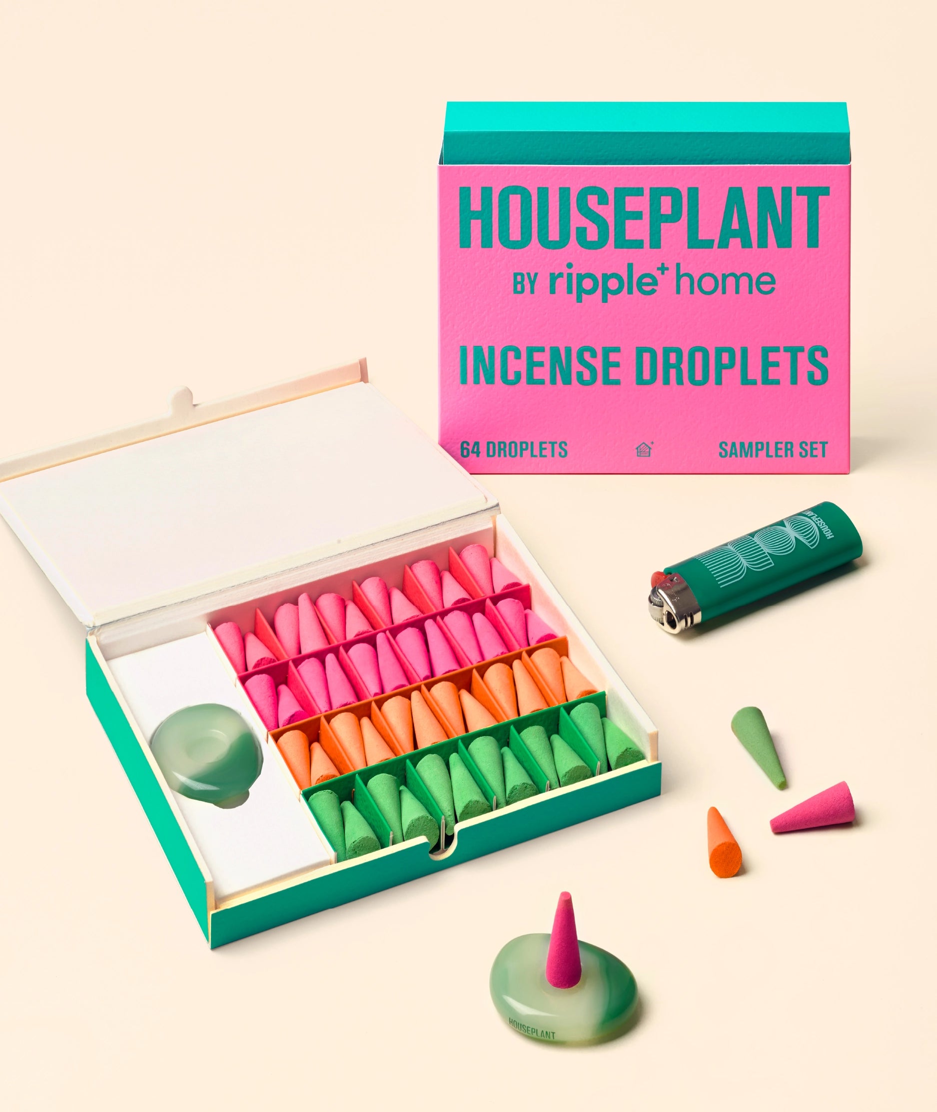 Houseplant by Ripple/Incense Droplets from Faire: a box of incense cones with a lighter, perfect for bringing modern home fragrance to your space.