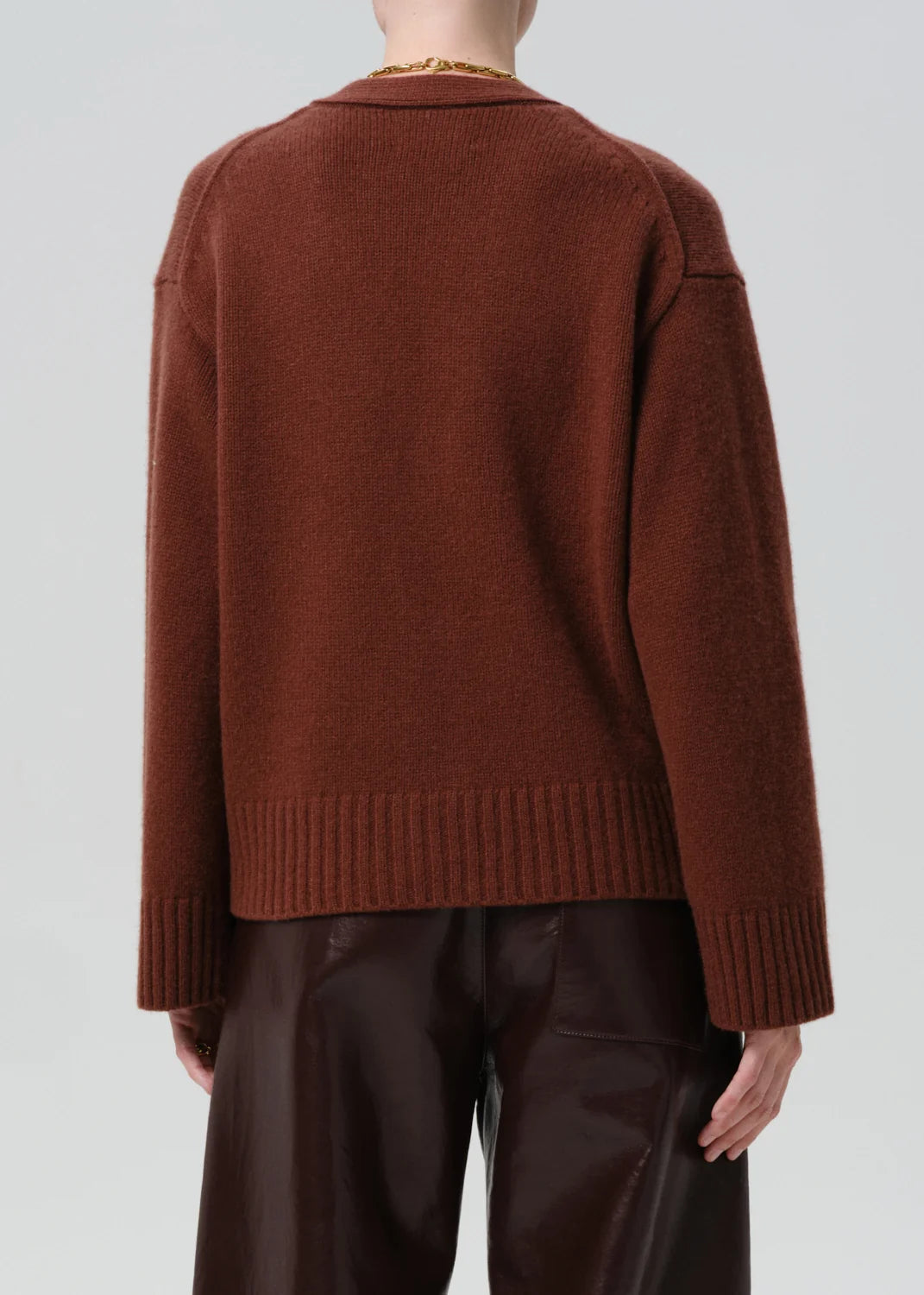 Back view of the Essential Slouchy Cardigan Sweater by Citizens of Humanity, relaxed fit, soft knit.