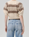 Fairisle Molly Puff Sleeve Cardigan by Citizens Of Humanity/AGOLDE shown from the back, highlighting knit pattern.