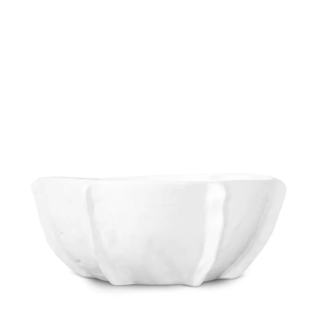 Montes Doggett Bowl No. 371 is a white, high-fired ceramic bowl with a wavy scalloped edge and glossy finish, shown on a plain white background.