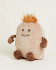 Potato Warmies by Faire is a microwavable plush toy shaped like a potato with brown arms and legs, spiky orange hair, and a smiling face, offering sensory comfort while sitting on a light background.