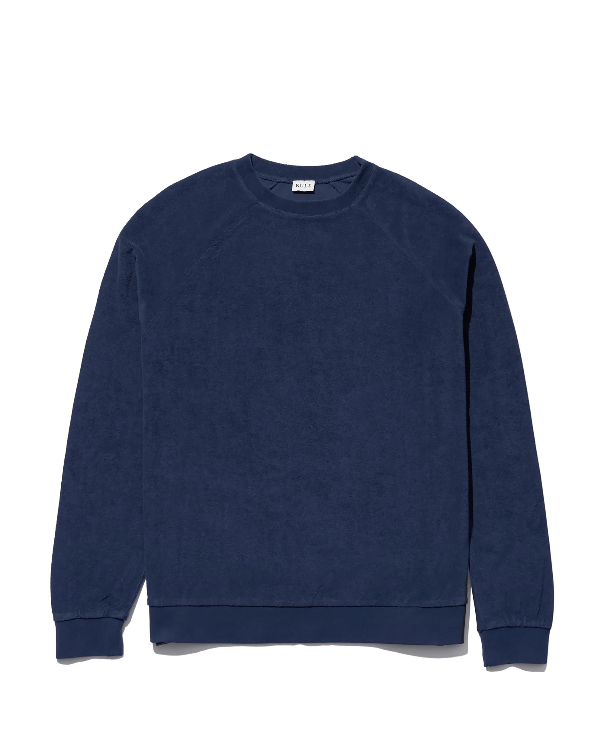The Terry Franny sweatshirt by Kule, a navy blue cotton-blend long-sleeve style, is shown laid flat on a white background.