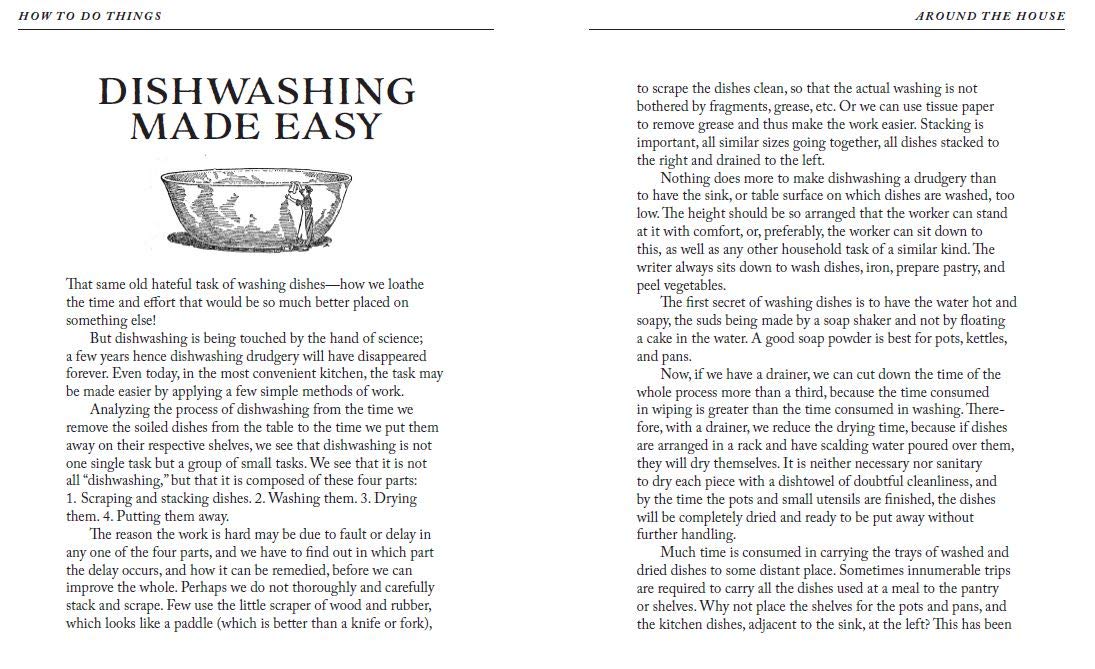 Vintage “Dishwashing Made Easy” print by Hachette, features bowl illustration, perfect for kitchen decor.