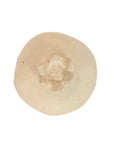 A single Turner Pomegranate by Faire is shown from above on a plain white background. Its slightly irregular, rounded cap and textured stem area add rustic home decor charm to any space.
