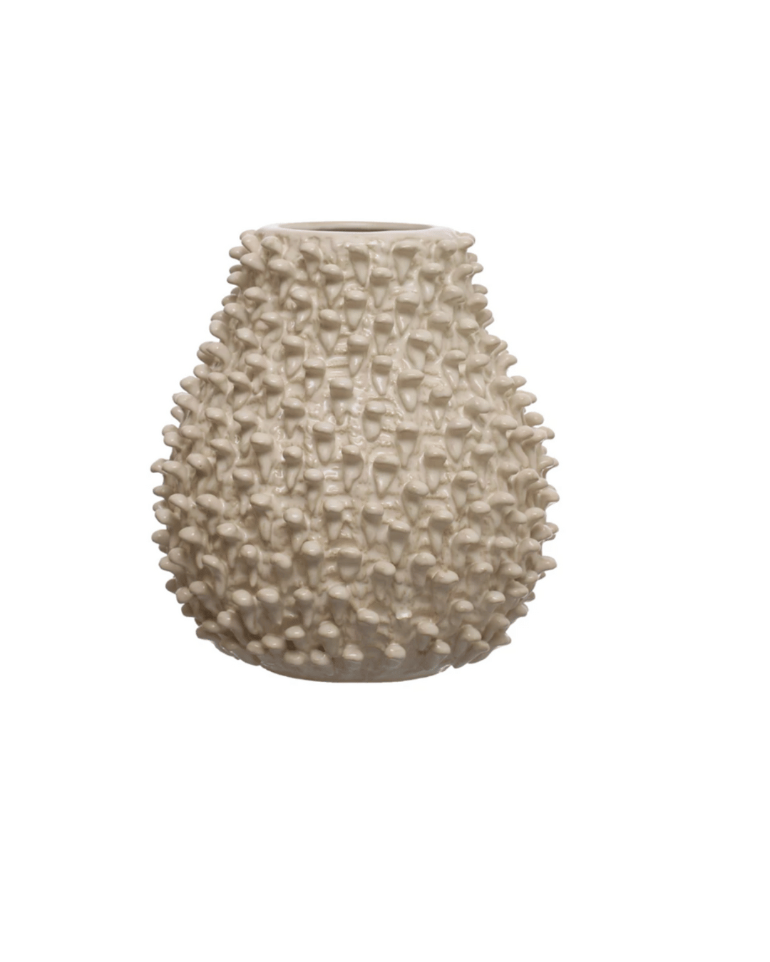A textured ceramic Embossed Vase Cream with a distinctive, spiky surface design, inspired by Scottsdale Arizona aesthetics, presented on a plain white background by Creative Co-op.