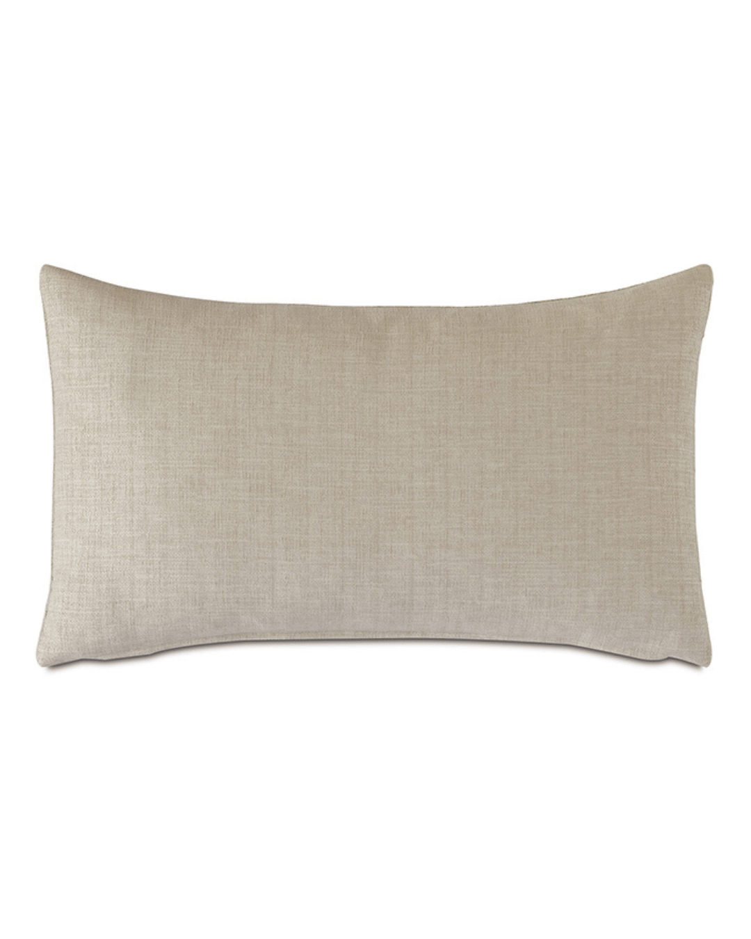 A rectangular beige lumbar pillow on a white background, ideal for a Scottsdale Arizona bungalow, like the Eastern Accents RICH TEXTURED DECORATIVE PILLOW.