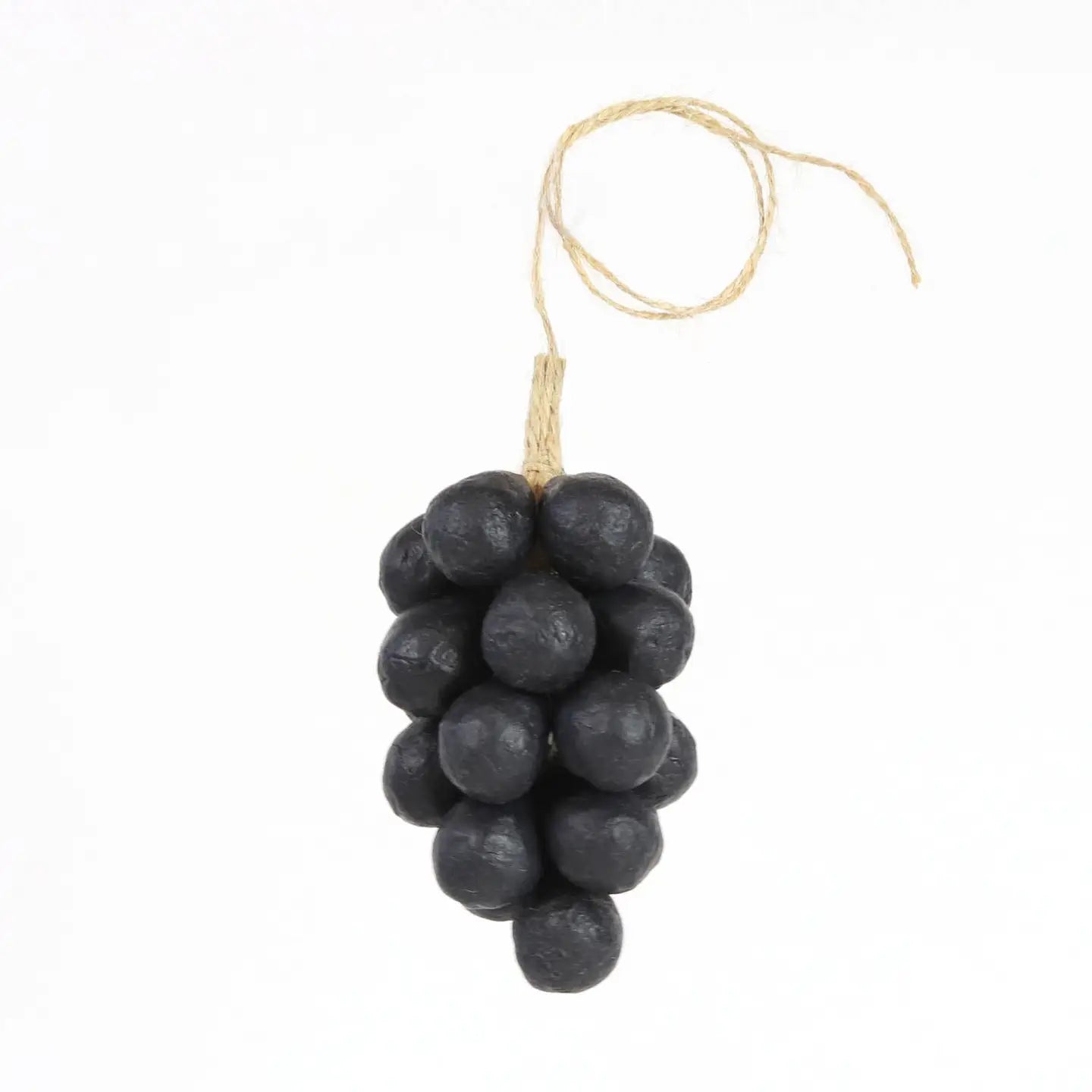 The Faire Handcrafted Grapes Soap features a cluster of black grape-shaped soaps attached to a short stem with brown twine, displayed against a plain white background.