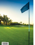 The cover of "150 Golf Courses You Need to Play" by Simon & Schuster Inc. shows a golf flagstick on a lush green course at sunset with palm trees and blue sky; a barcode is displayed in the lower left corner.