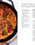 The "You Got This" cookbook from Simon & Schuster Inc. features an easy chard, potato, and red pepper frittata in a black cast-iron skillet with colorful toppings—ideal for home cooks. Recipe text appears on the right beside a wooden spoon on white.