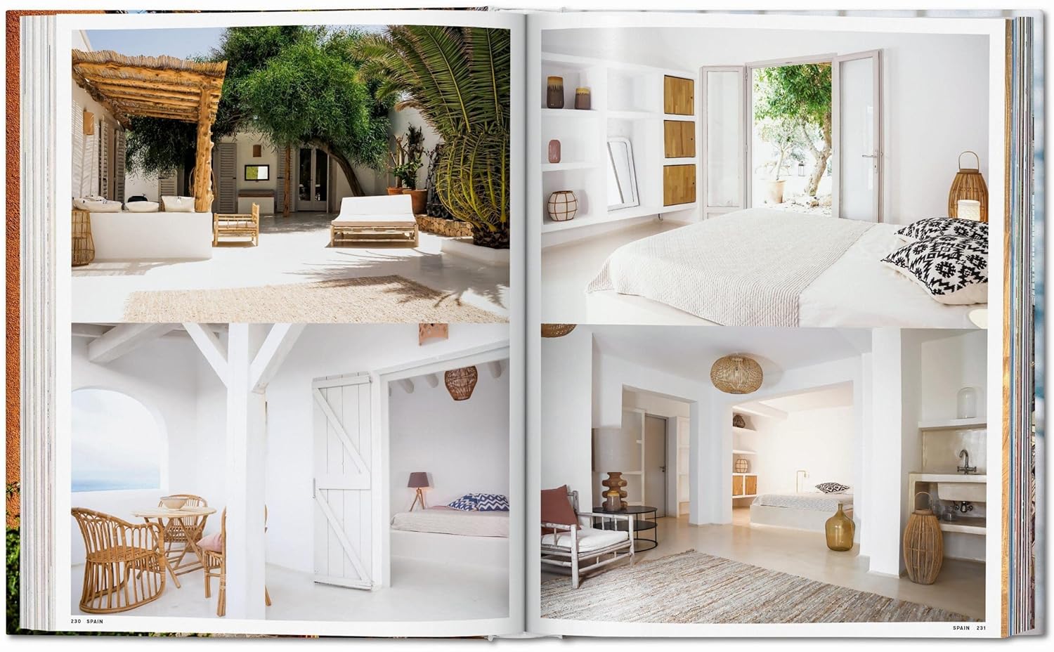 Great Escapes Mediterranean by Ingram Book Company showcases bright, airy interiors and exteriors inspired by luxury resorts, featuring white walls, natural wood, woven décor, and cozy furniture for a relaxed vibe.