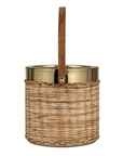 The Creative Co-op Stainless Steel & Woven Rattan Ice Bucket with Mango Wood Handle elegantly blends rustic and modern elements. Its natural textures paired with metallic accents and a gold finish elevate it beyond a simple rattan ice bucket.