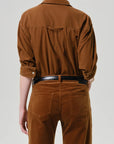 Kayla corduroy shirt and matching pants by Citizens Of Humanity, shown from behind with a black belt.