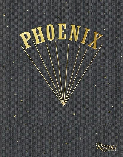 The book cover of "Phoenix" by Random House evokes the dynamic aura of a French electronic music album. It has a dark background with "Phoenix" prominently displayed in large gold letters above radiating lines, complemented by small gold stars that enhance its indie rock vibe. The Random House logo is positioned at the bottom right.