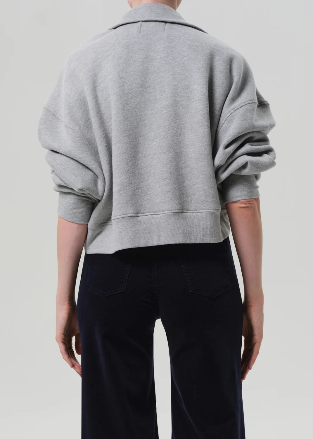 Heather grey Mirelle Funnel Neck sweater by Citizens Of Humanity/AGOLDE, back view.