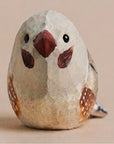 Small gray hand-painted carved basswood bird by Faire, decorative accent with subtle neutral detailing.
