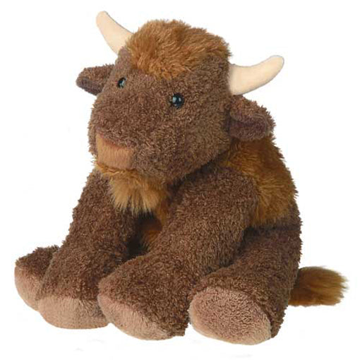 The Mary Meyer Corp Stuffed Animals buffalo plush features brown fur, beige horns, a tan snout, and black button eyes—an adorable companion for fans of plush toys and stuffed animals.