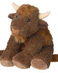 The Mary Meyer Corp Stuffed Animals buffalo plush features brown fur, beige horns, a tan snout, and black button eyes—an adorable companion for fans of plush toys and stuffed animals.