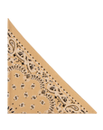 The Great Inc.'s The Big Bandana Scarf in tan, showcasing a black and white paisley print, is folded into a triangle and displayed on a plain white background.