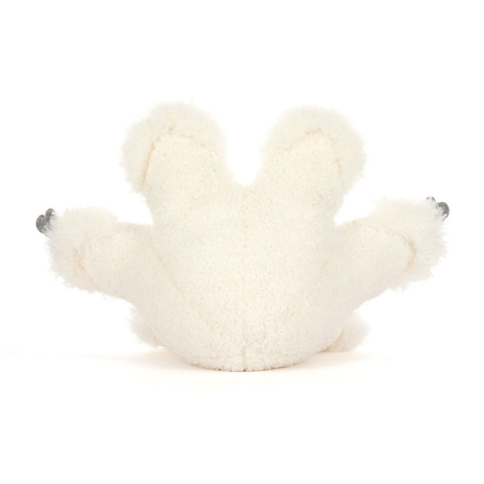 A plush toy shaped like a white bear paw with gray claws—ideal for fans of show-stopping performances, or pair it with Jelly Cat Inc.’s Amuseable Snowflake for extra charm.