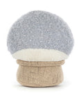 The Amuseables Snow Globe plush toy by Jelly Cat Inc. features a textured, light blue cap, a soft white underside, and a beige stem—making it an irresistibly fluffy and cozy ski gift for après ski relaxation.