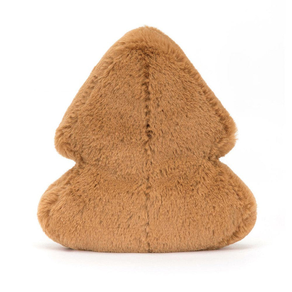 The Jelly Cat Inc. Amuseables Tree Cookie is a light brown, plush triangle with a furry texture and central stitching—an adorable gift for any wrapping expert.