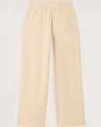 The Atubay Pants by American Vintage are beige, loose-fitting cotton pants with an elastic waistband and a single back pocket—ideal for pairing with your favorite sweatshirt. Laid flat on a plain light background.