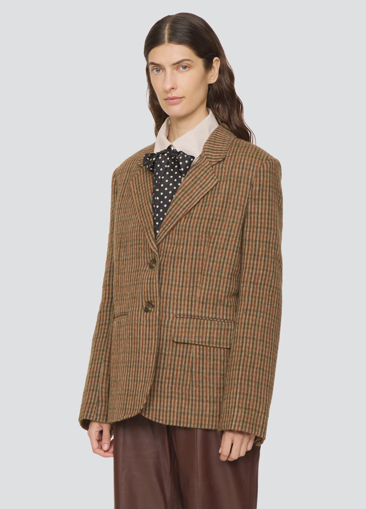 Plaid wool blazer in modern tailoring by Sea New York, shown against a plain background.