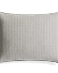 A square, light grey Avalon Dutch Sham by TL At Home with subtle thin vertical pinstripes, shown from above on a white background with a shadow to the left.