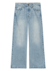 The Great Inc. Slouch Wide Leg Jean in light blue features a high waist, classic five-pocket style, and front faded detailing.