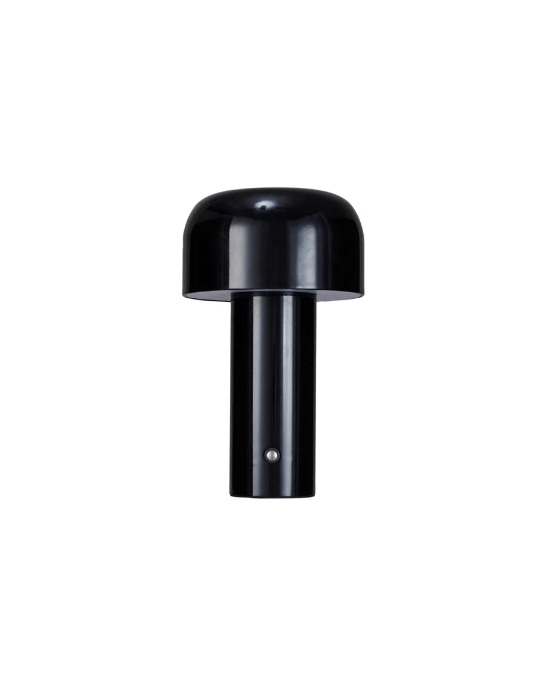 The Metal LED Rechargeable Table Lamp by Bloomingville features a sleek, modern design with a black touch sensor, cylindrical base, and dome-shaped top, all elegantly showcased against a pristine white background.