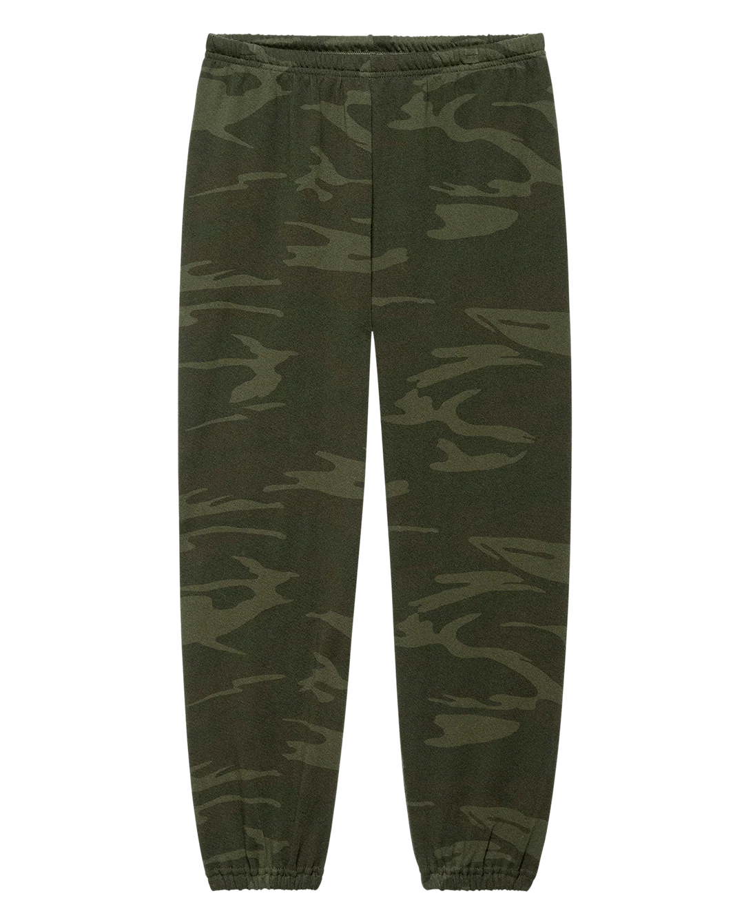 The Stadium Sweatpant by The Great Inc. features a vintage-inspired camouflage pattern and is handcrafted in Los Angeles.