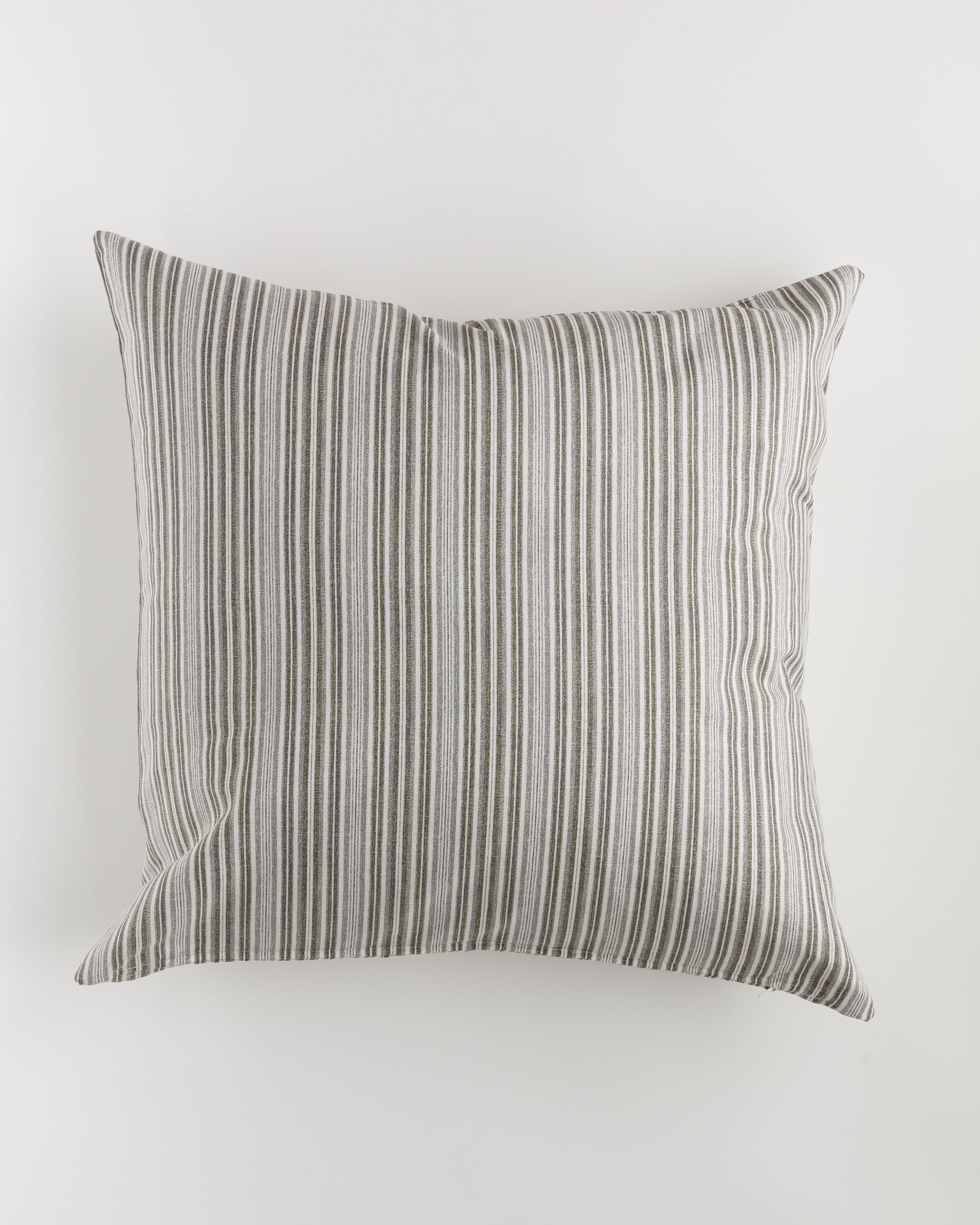 The Pindler Custom 1 Pillow 28x28 is a square throw pillow showcasing a pattern of vertical stripes in various shades of gray and white against a light-colored background. This custom-made pillow appears plush and is likely crafted from a soft fabric, making it an ideal choice for home decor or bedding support.